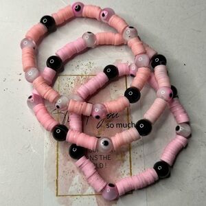 Pink Evil Eye Bracelet Set